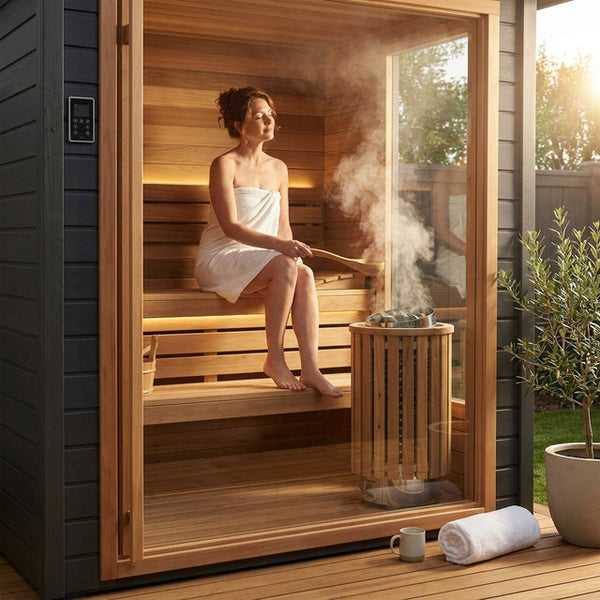 Bergen Traditional Sauna Built for Year-Round Use, All-Weather Exterior, Digital Controls, Sauna Stones Included