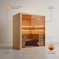 "Copenhagen" 3 Person Traditional Sauna — infographic