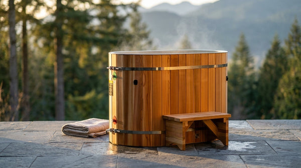 Oval Barrel Plunge Tub Built for Recovery, Pacific Cedar Construction, Professional Grade