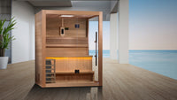 Traditional Hanko 2 Person Sauna Built for Daily Wellness, Red Cedar Construction, Galaxy Lighting, Bluetooth Audio