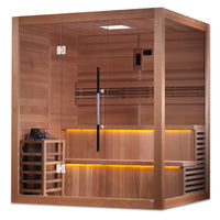 Traditional Home Sauna Built for Daily Wellness, 6-Person Capacity, 8kW Harvia Heater, Two-Tier Seating