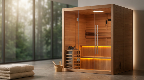 Kuusamo Traditional Home Sauna Built for Daily Wellness, 6-Person Capacity, 8kW Harvia Heater, Two-Tier Seating
