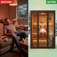 Traditional Outdoor Sauna Designed for Year-Round Use, All-Weather Exterior, Digital Controls, Sauna Stones — Before & After