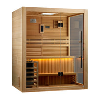 Hanko Traditional Sauna Built for Daily Wellness, Canadian Cedar Interior, 3-Person Capacity, Hemlock Frame